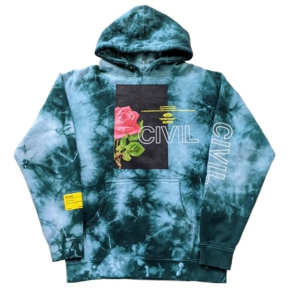 Civil Regime Tops - Civil Regime Aqua Marble Tie Dye Bloom Box Hoodie